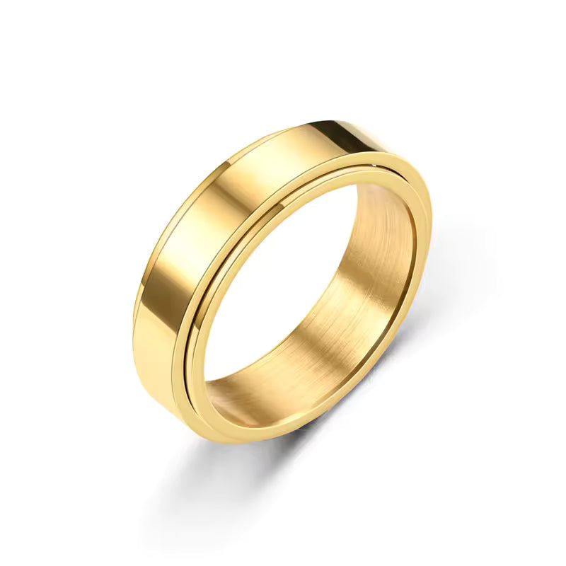 Anillo de Acero Inoxidable Relajante – Dorado