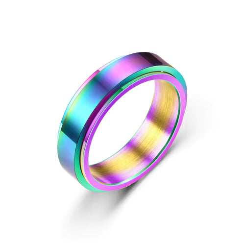 Anillo de Acero Inoxidable Relajante - Multicolor